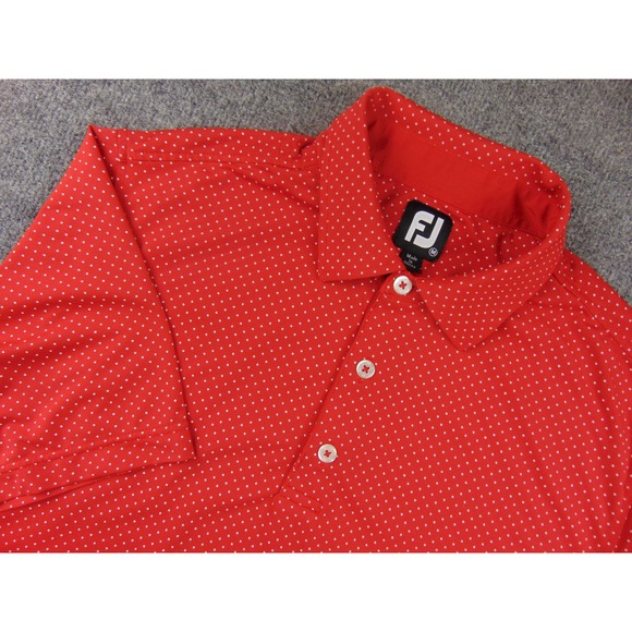 FootJoy Other - FootJoy Polo Shirt Mens Medium Red Polka Dot Performance Golf Short Sleeve
